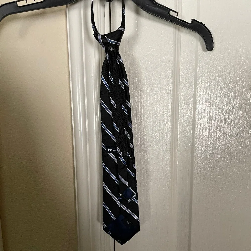 Nautica Boys Adjustable Tie Navy Blue w/Stripes